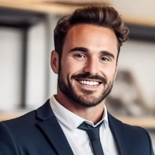 Lächelnder Geschäftsmann in Anzug bei Miat Solartech GmbH